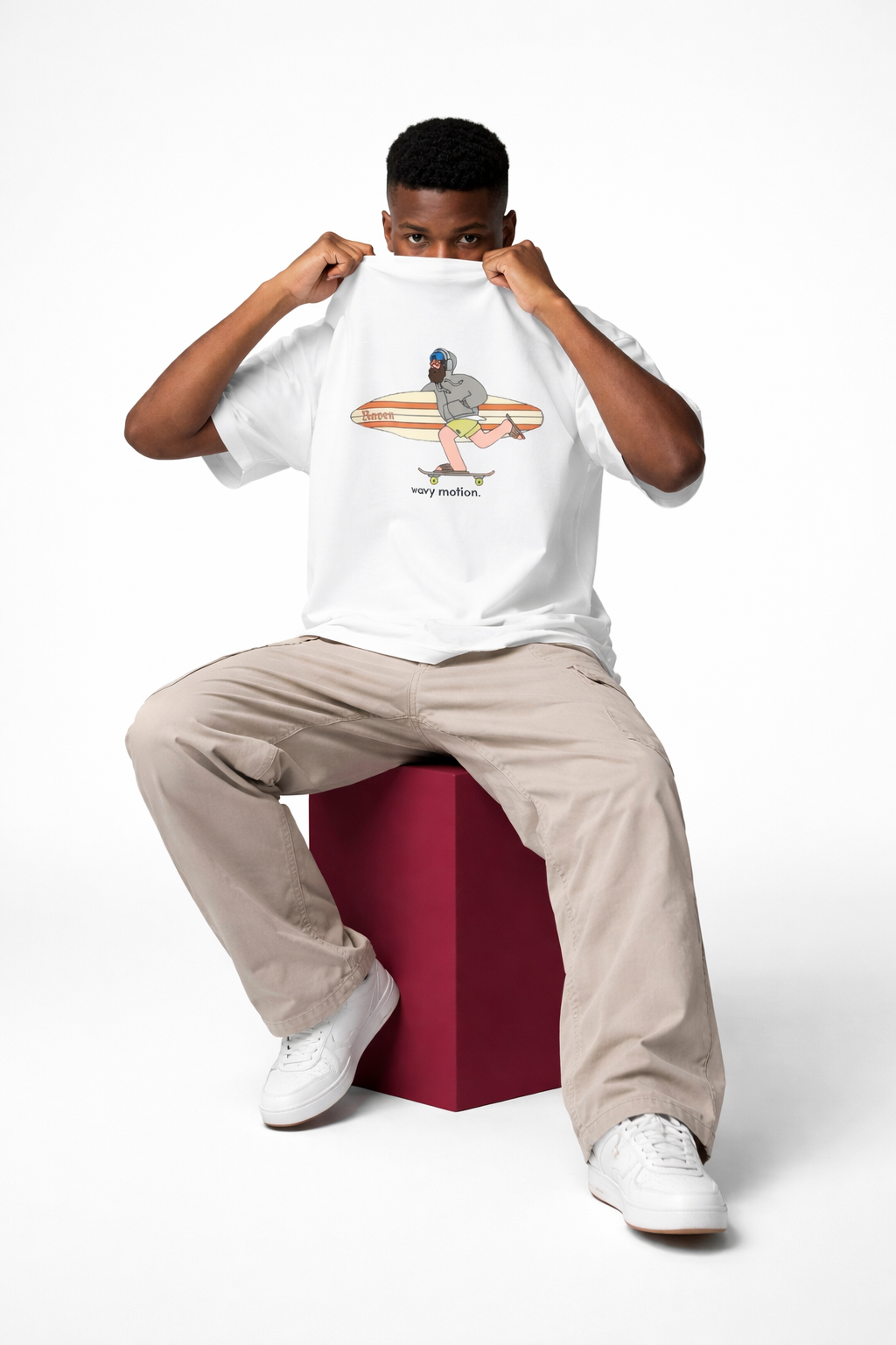 WAVY MOTION, WHITE T-SHIRT