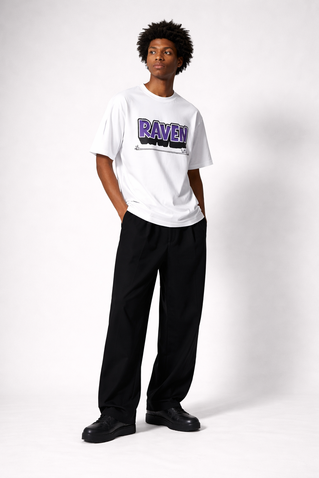 RAVEN CLASSIC LOGO, WHITE T-SHIRT