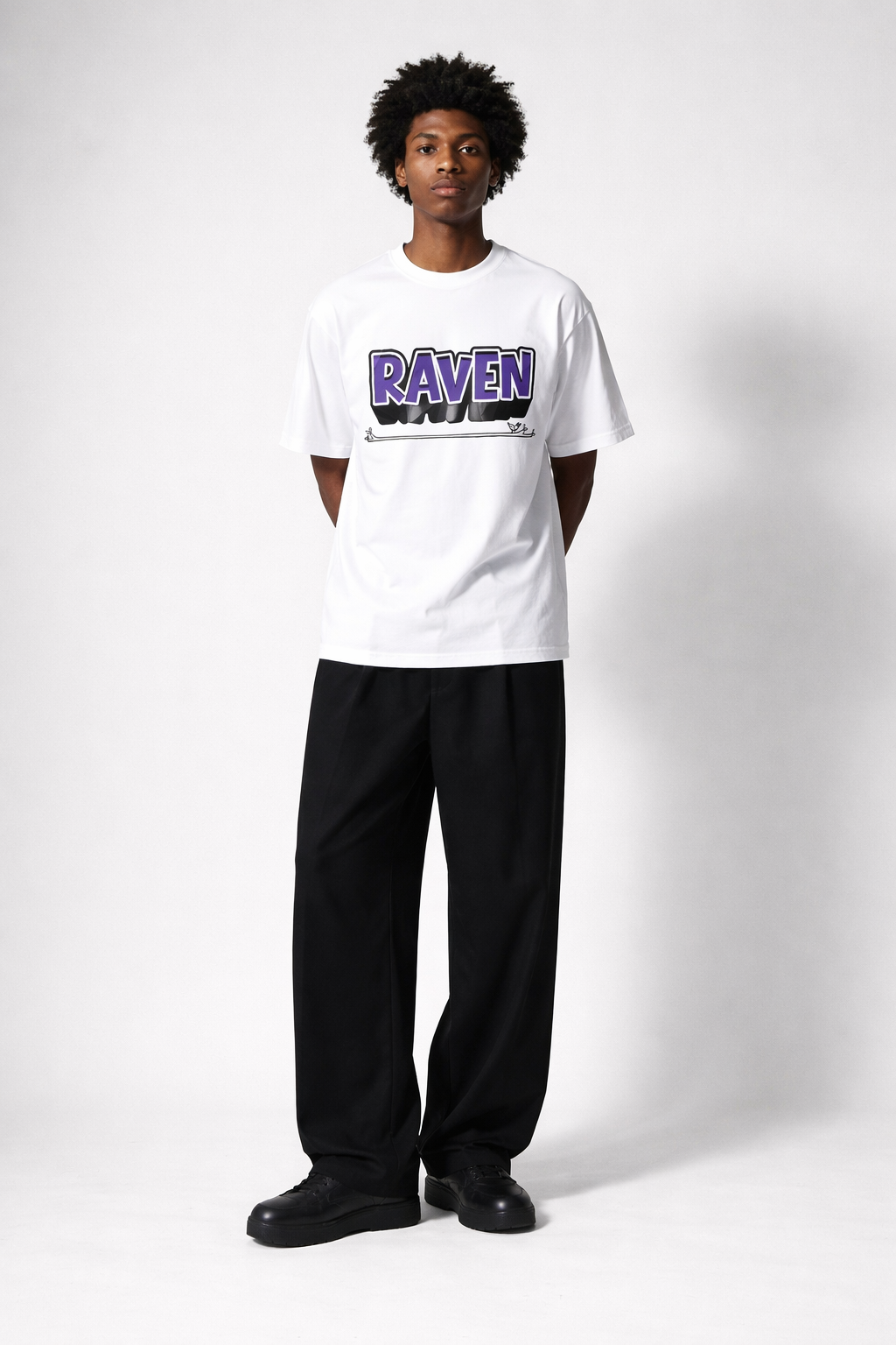 RAVEN CLASSIC LOGO, WHITE T-SHIRT
