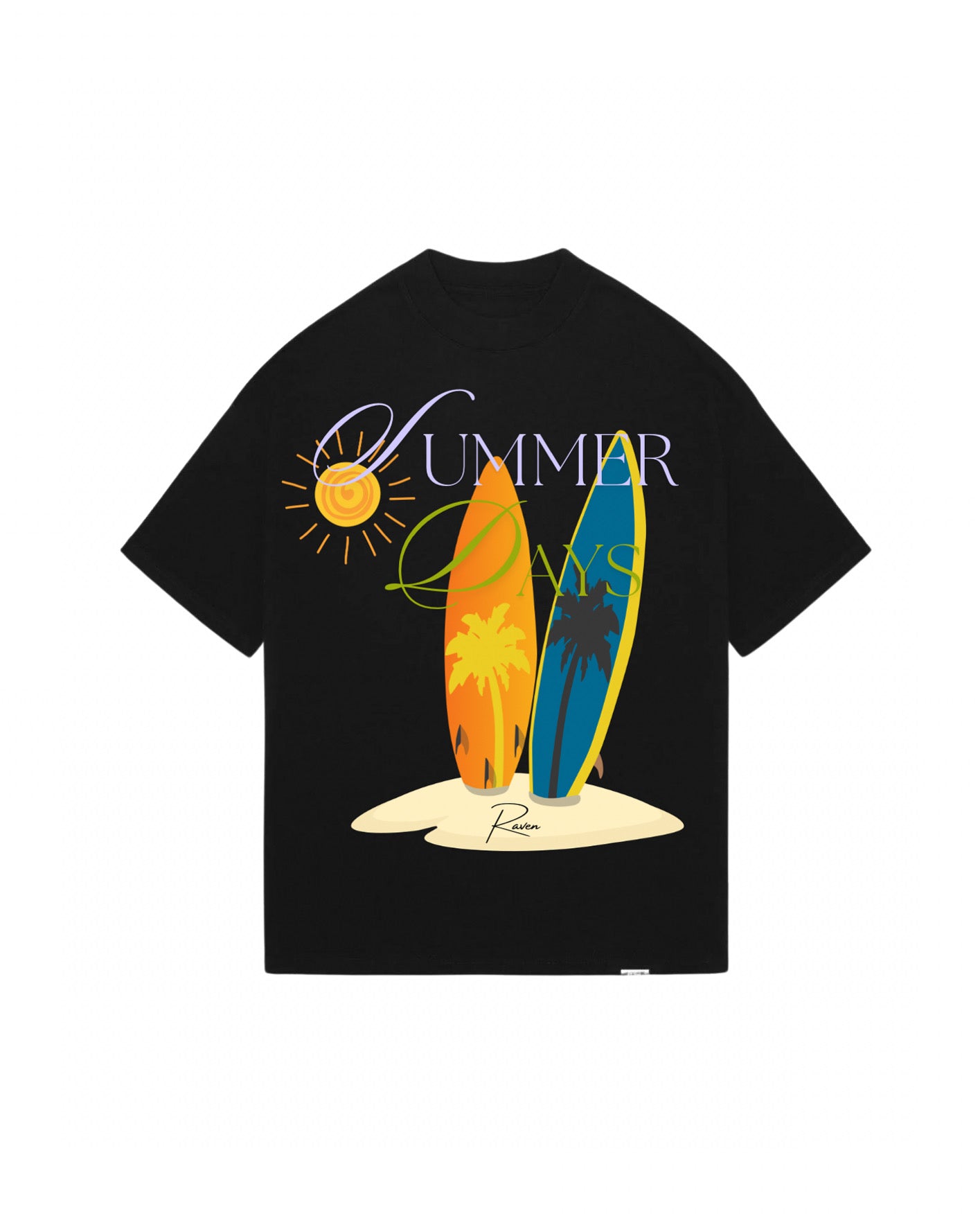 SUMMER DAYS, BLACK T-SHIRT
