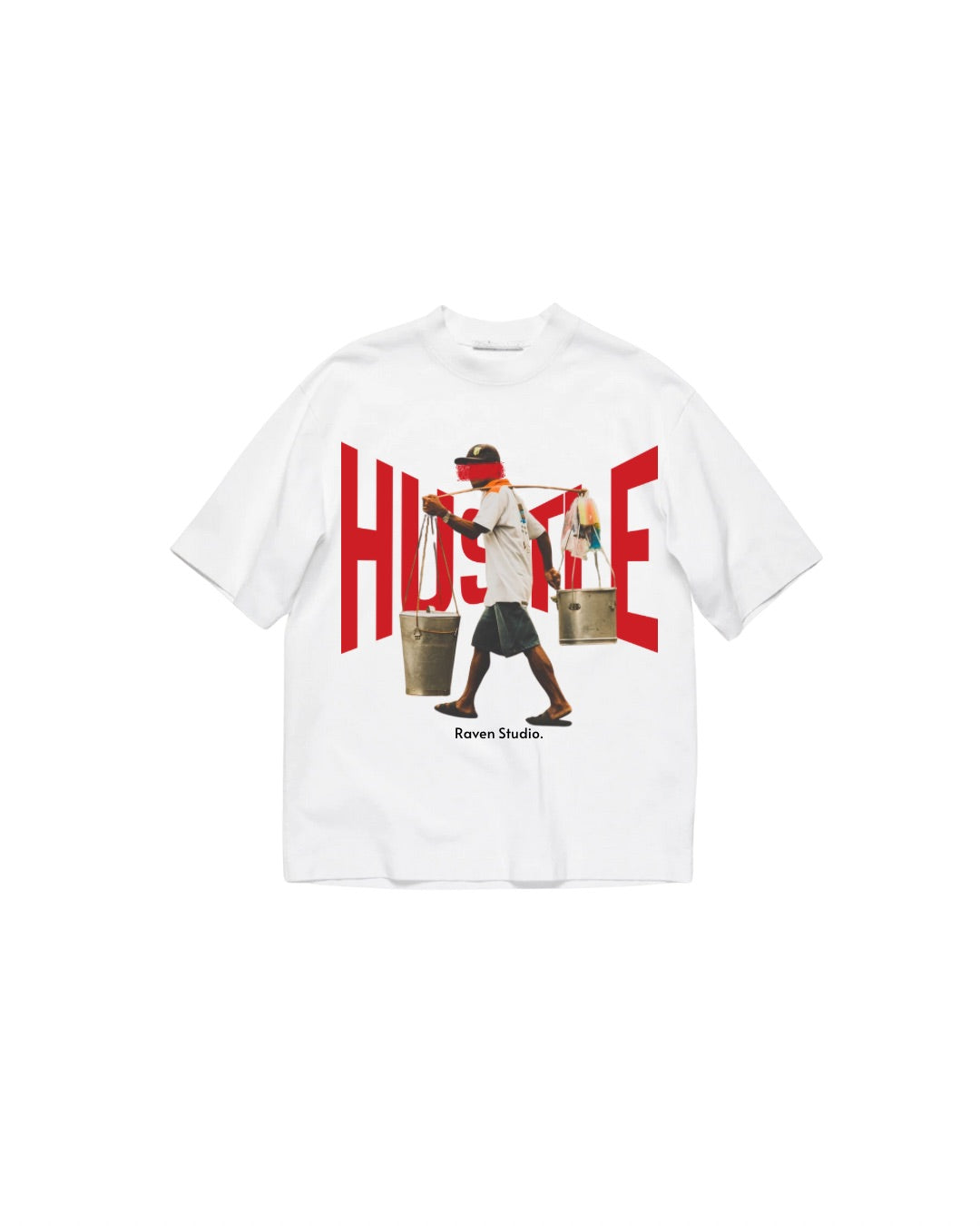 HUSTLE, WHITE T-SHIRT