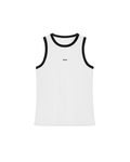 RAVEN, WHITE TANK TOP WITH BLACK TRIM